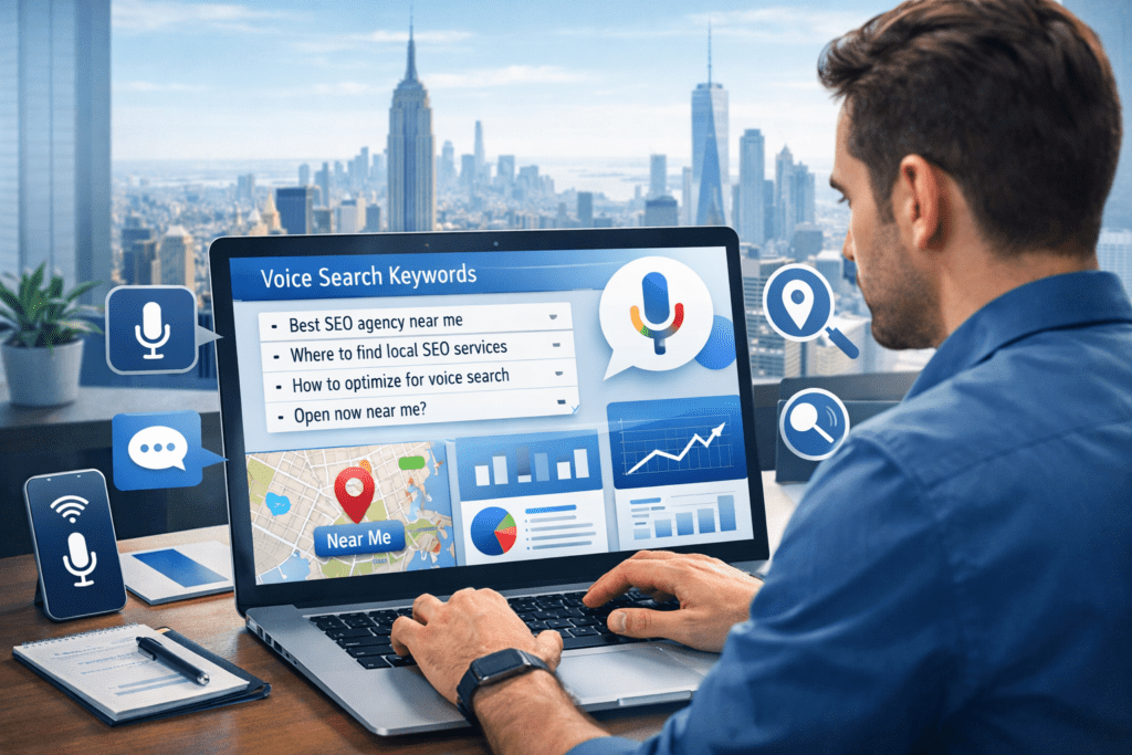 Voice search keyword research for New York local SEO businesses